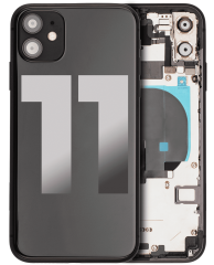 Back Housing W/ Small Components Pre-Installed Compatible For iPhone 11 (Used OEM Pull: Grade C) (Black)