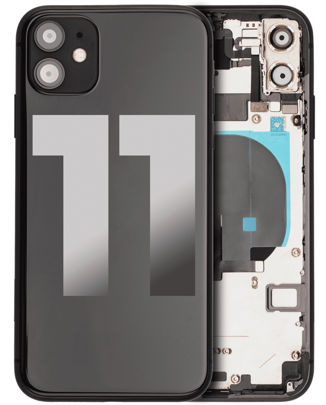 Back Housing W/ Small Components Pre-Installed Compatible For iPhone 11 (Used OEM Pull: Grade C) (Black)