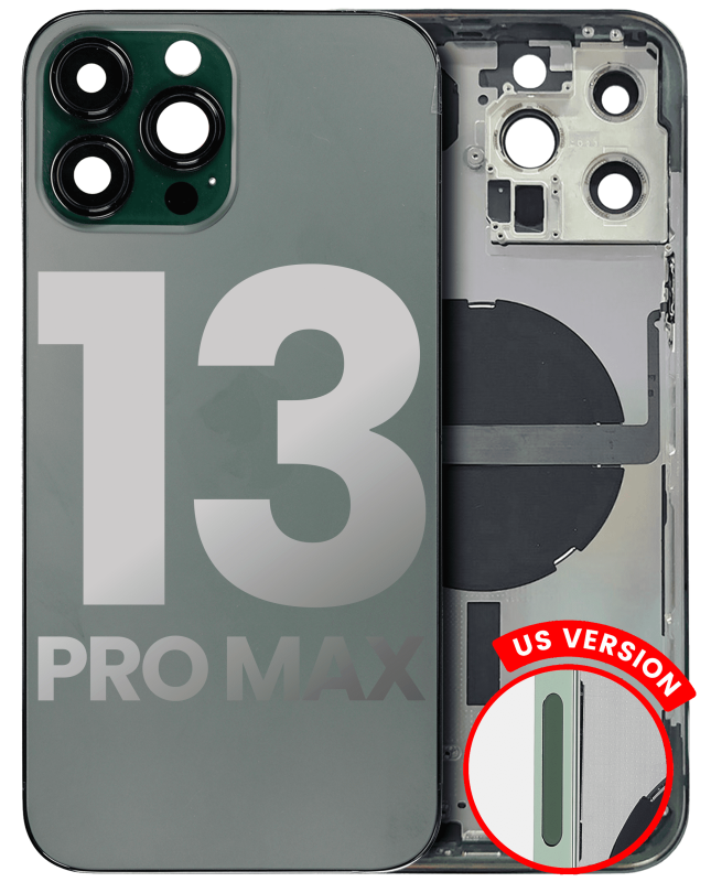 Back Housing W/ Small Components Pre-Installed Compatible For iPhone 13 Pro Max (US Version) (Used OEM Pull: Grade A) (Alpine Green)