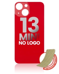 Back Glass With 3M Adhesive Compatible For iPhone 13 Mini (No Logo / Large Camera Hole) (Red)