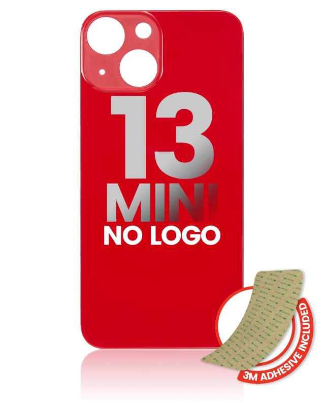 Back Glass With 3M Adhesive Compatible For iPhone 13 Mini (No Logo / Large Camera Hole) (Red)