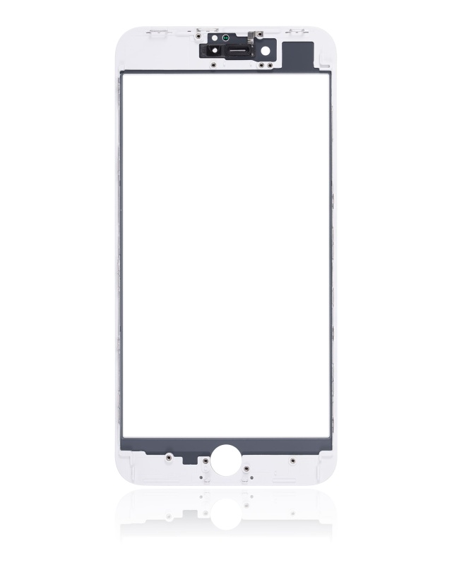 3 in 1 (Front Glass + Frame + OCA Pre-Installed) Compatible For iPhone 8 Plus (White) (2 Pack) (OCA Master)