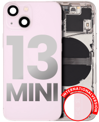 Back Housing W/ Small Components Pre-Installed Compatible For iPhone 13 Mini (International Version) (Used OEM Pull: Grade C) (Pink)