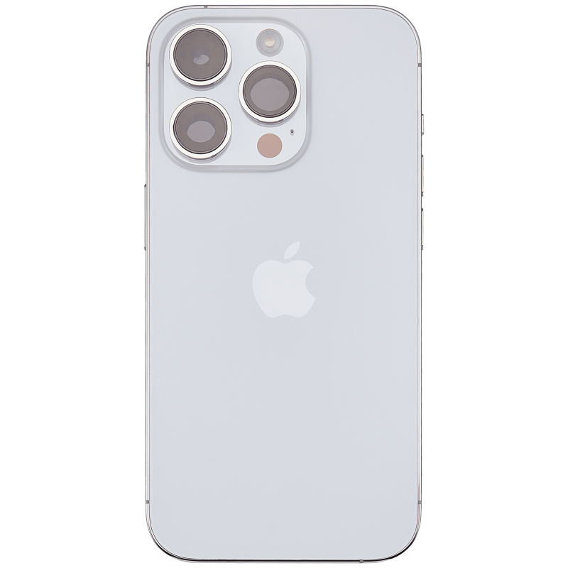 Back Housing W/ Small Pre-Installed Compatible For iPhone 14 Pro (International Version) (Used OEM Pull: Grade A) (Silver)