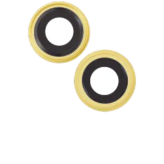 Back Camera Lens With Bracket & Bezel Compatible For iPhone 14 / 14 Plus (2 Piece Set) (Aftermarket Plus) (Yellow)