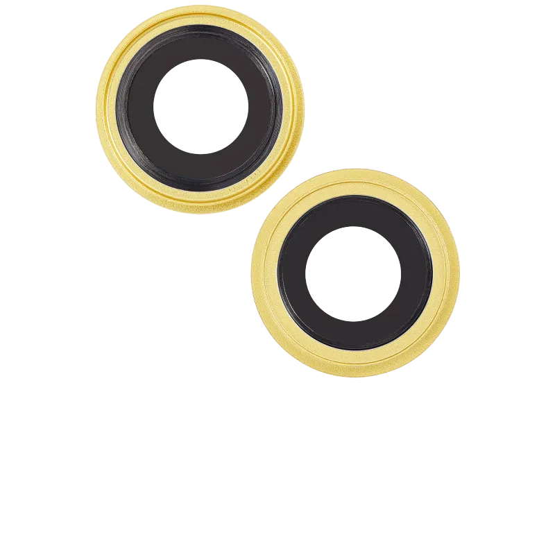 Back Camera Lens With Bracket & Bezel Compatible For iPhone 14 / 14 Plus (2 Piece Set) (Aftermarket Plus) (Yellow)