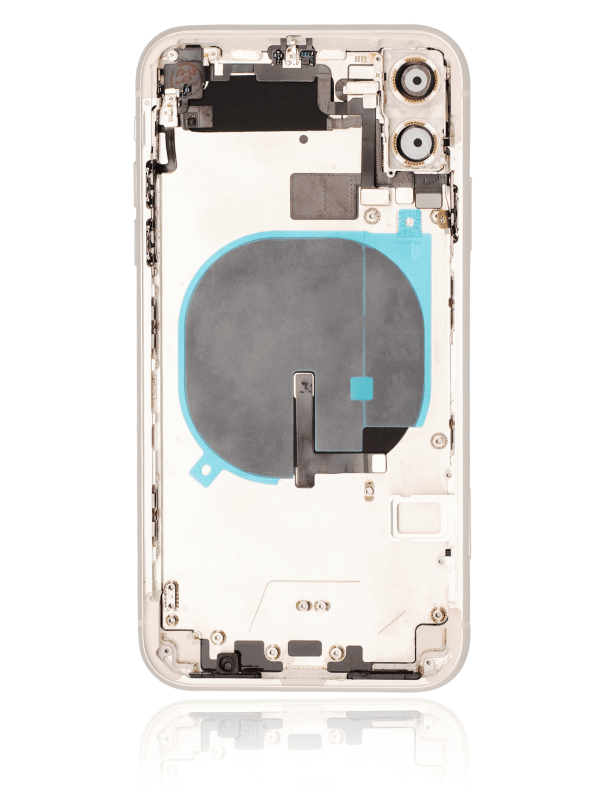 Back Housing W/ Small Components Pre-Installed Compatible For iPhone 11 Pro Max (Used OEM Pull: Grade C) (Silver)