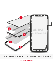 4 in 1 With Frame Included (Front Glass + OCA + Long Touch + OCA Pre-Installed) Compatible For iPhone 11 Pro Max (OCA Master)