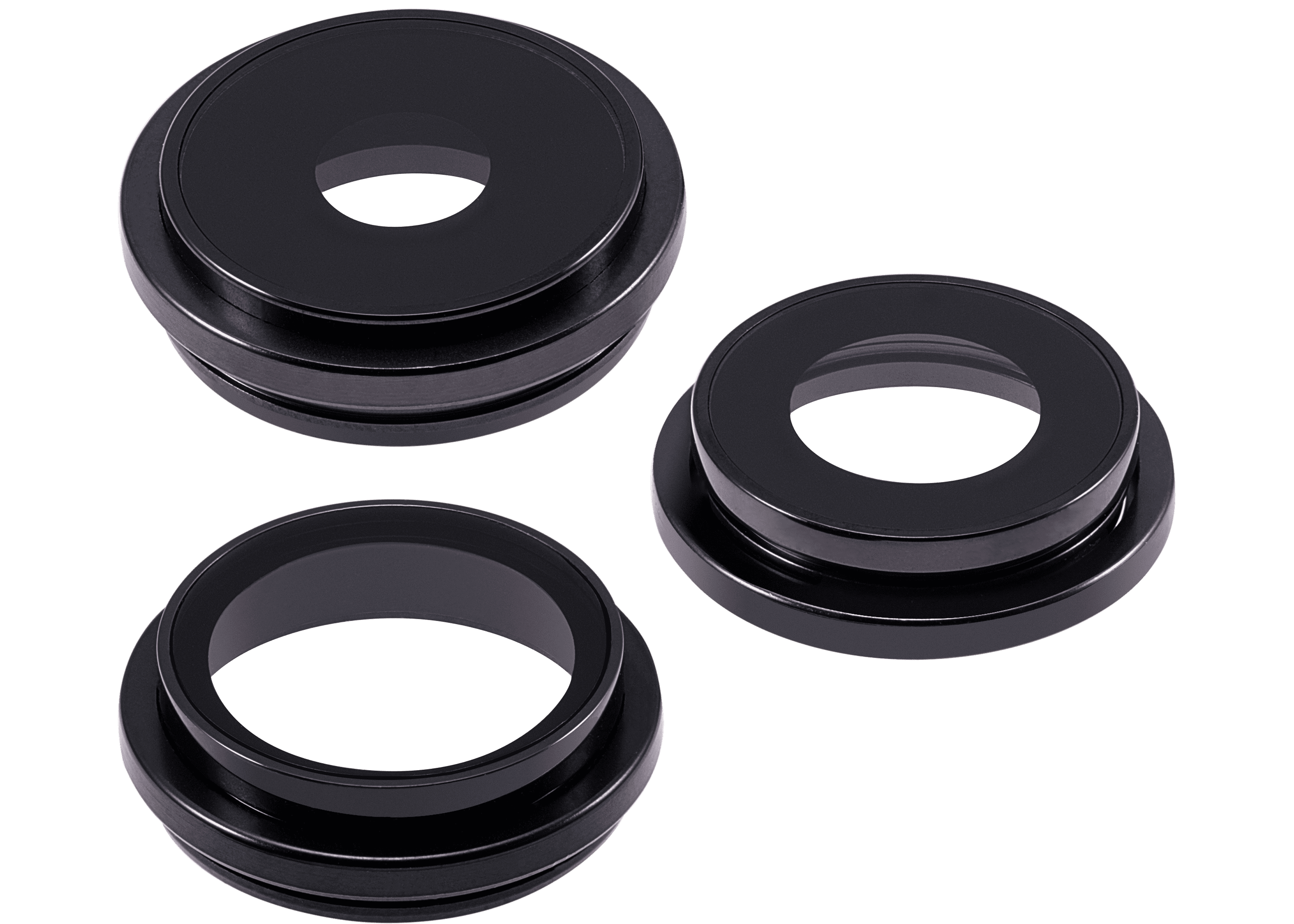 Back Camera Lens With Bracket & Bezel Compatible For iPhone 15 Pro (3 Piece Set) (Premium) (Black Titanium)