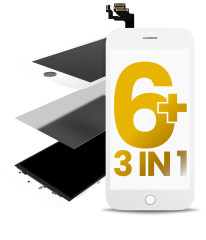 3 in 1 (Front Glass + Frame + OCA Pre-Installed) Compatible For iPhone 6 Plus (2 Pack) (White)