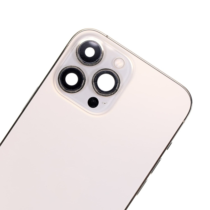 Back Housing W/ Small Components Pre-Installed Compatible For iPhone 13 Pro Max (US Version) (Used OEM Pull: Grade B) (Gold)
