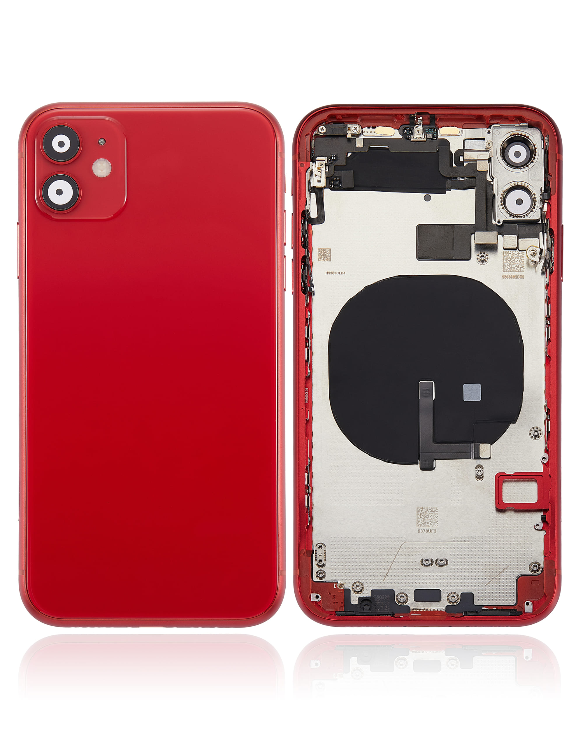 Back Housing W/ Small Components Pre-Installed Compatible For iPhone 11 (No Logo) (Aftermarket Plus) (Red)