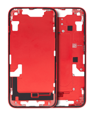 Mid-Frame Housing With Power And Volume Button Compatible For iPhone 14 (US Version) (Used OEM Pull: Grade A) (Red)