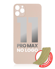 Back Glass With 3M Adhesive Compatible For iPhone 11 Pro Max (No Logo / Large Camera Hole) (Gold)