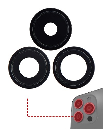 Back Camera Lens With Bracket &amp; Bezel Compatible For iPhone 14 Pro / 14 Pro Max (Space Black) (3 Piece Set) (Premium)