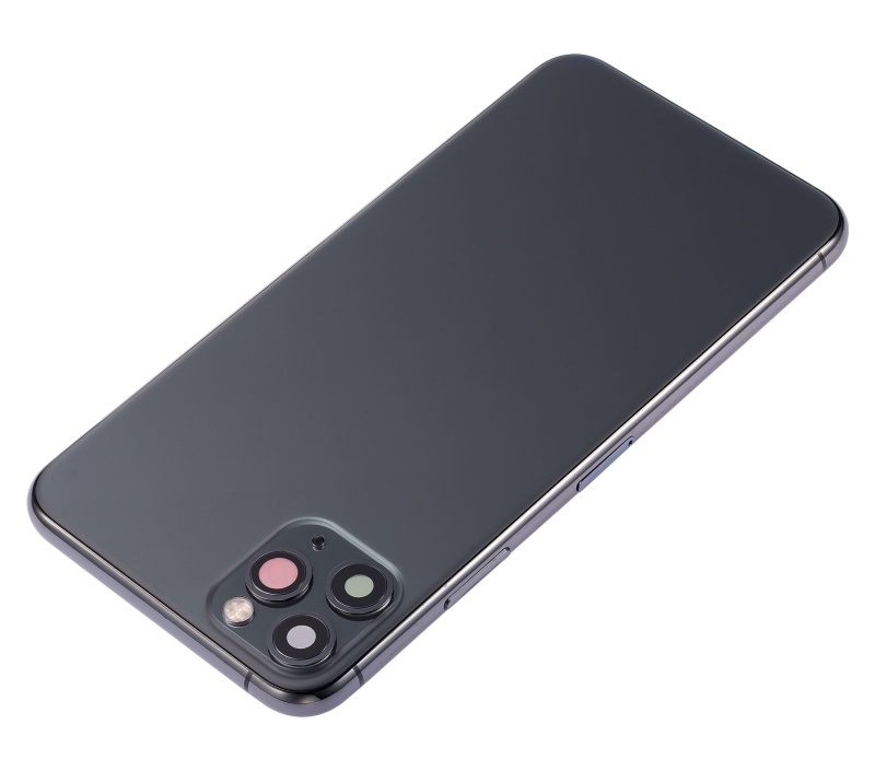 Back Housing W/ Small Components Pre-Installed Compatible For iPhone 11 Pro Max (No Logo) (Aftermarket Plus) (Space Gray)