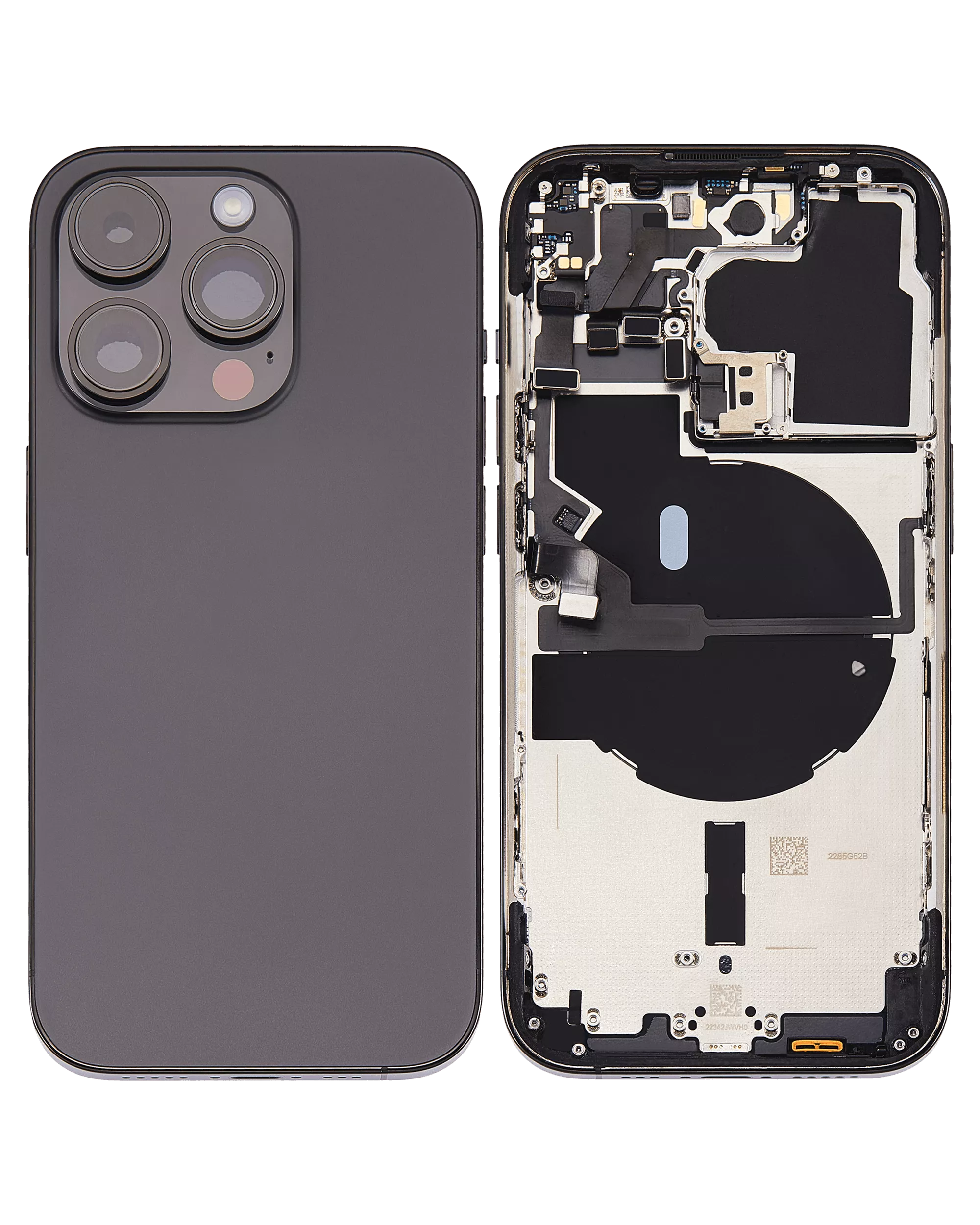 Back Housing W/ Small Pre-Installed Compatible For iPhone 14 Pro (U.S Version) (Used OEM Pull: Grade B) (Space Black)