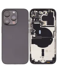 Back Housing W/ Small Pre-Installed Compatible For iPhone 14 Pro (U.S Version) (Used OEM Pull: Grade B) (Space Black)