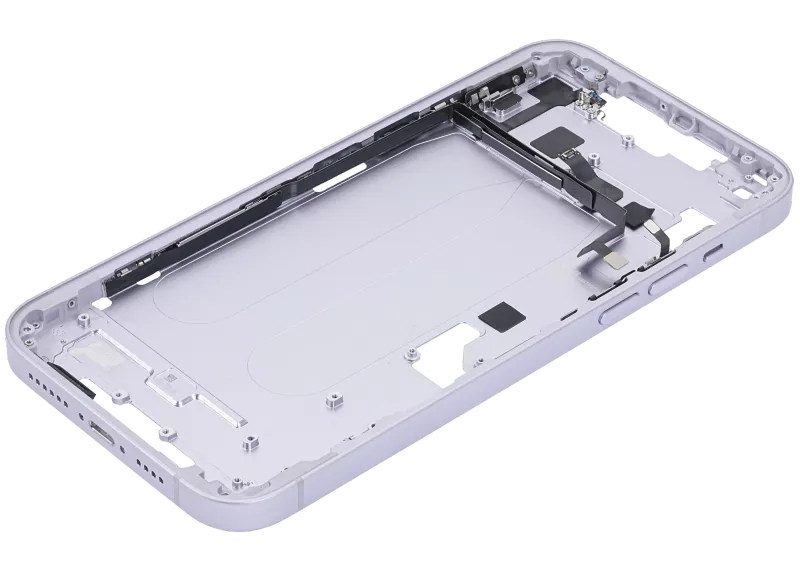 Mid-Frame Housing With Power And Volume Button Compatible For iPhone 14 Plus (US Version) (Used OEM Pull: Grade C) (Purple)