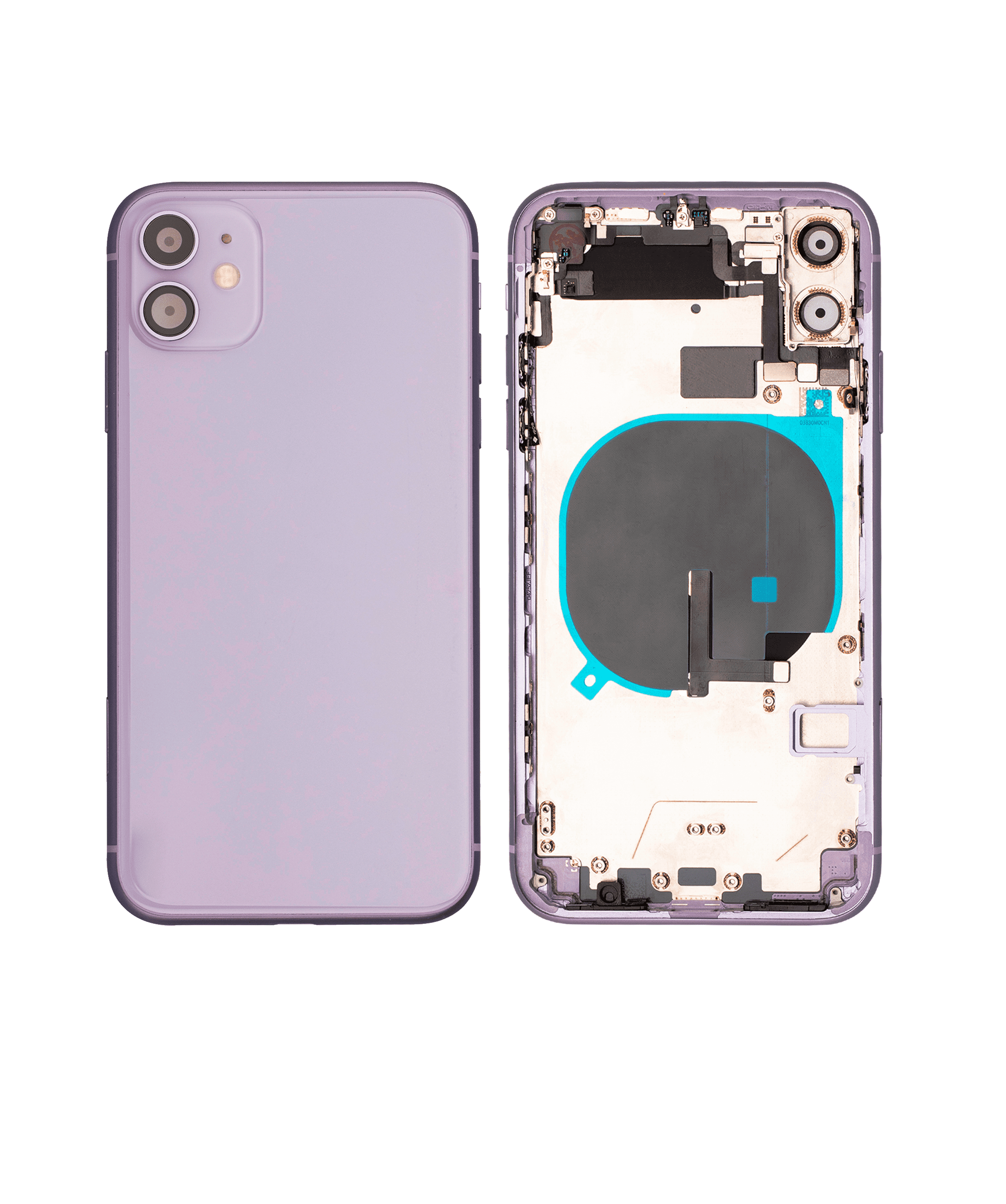 Back Housing W/ Small Components Pre-Installed Compatible For iPhone 11 (Used OEM Pull: Grade C) (Purple)