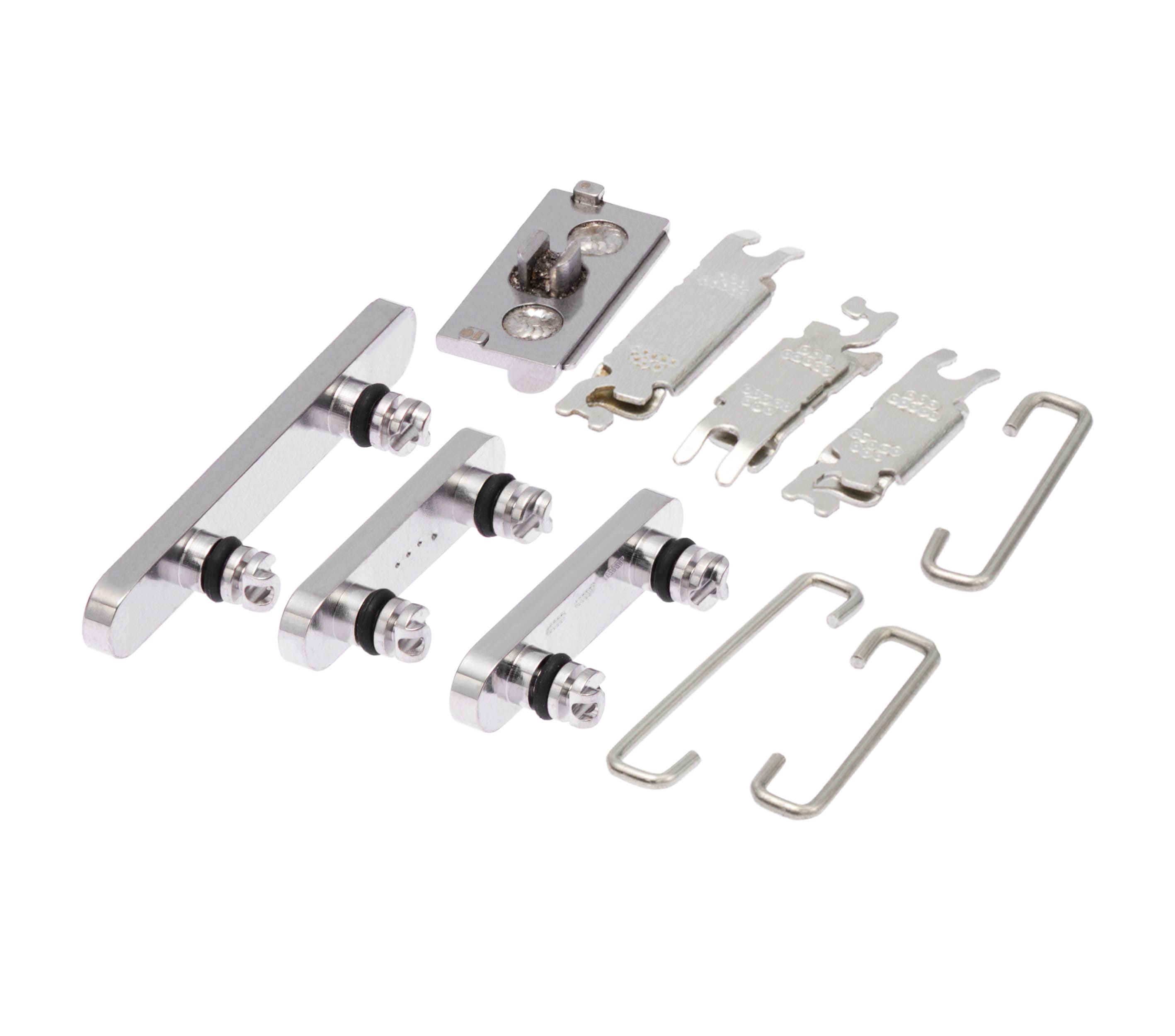 Hard Buttons (Power / Volume / Switch) Compatible For iPhone 13 Pro / 13 Pro Max (Silver)