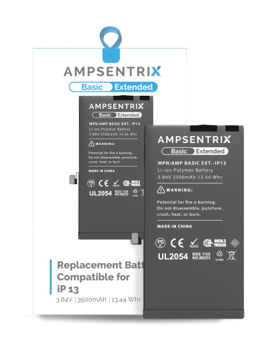 Extended Capacity Replacement Battery Compatible For iPhone 13 (AmpSentrix Basic Extended)
