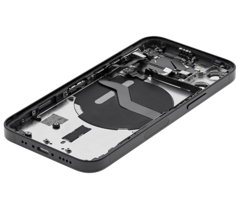 Back Housing W/ Small Components Pre-Installed Compatible For iPhone 12 Mini (International Version) (Used OEM Pull: Grade A) (Black)