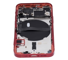 Back Housing W/ Small Components Pre-Installed Compatible For iPhone 13 Mini (US Version) (No Logo) (Aftermarket Plus) (Red)