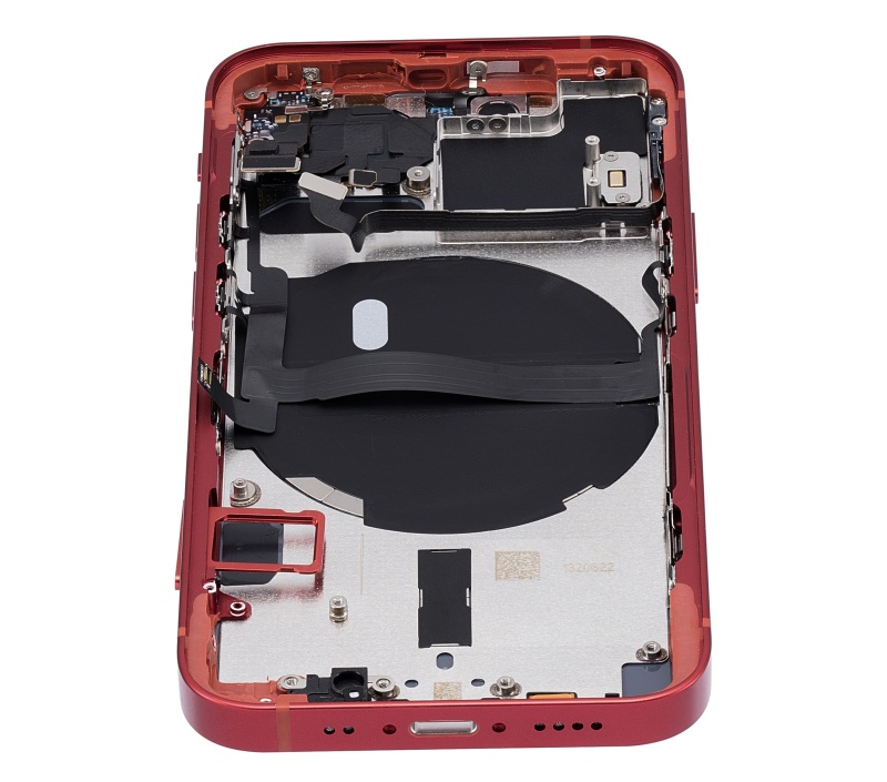 Back Housing W/ Small Components Pre-Installed Compatible For iPhone 13 Mini (US Version) (No Logo) (Aftermarket Plus) (Red)