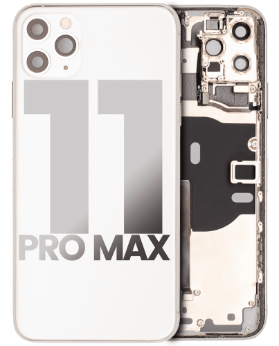 Back Housing W/ Small Components Pre-Installed Compatible For iPhone 11 Pro Max (Used OEM Pull: Grade C) (Silver)
