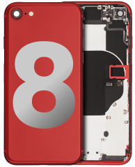 Back Housing W/ Small Components Pre-Installed Compatible For iPhone 8 (Used OEM Pull: Grade B) (Red)
