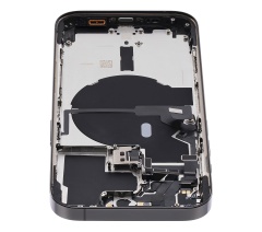 Back Housing W/ Small Pre-Installed Compatible For iPhone 14 Pro (U.S Version) (Used OEM Pull: Grade A) (Space Black)