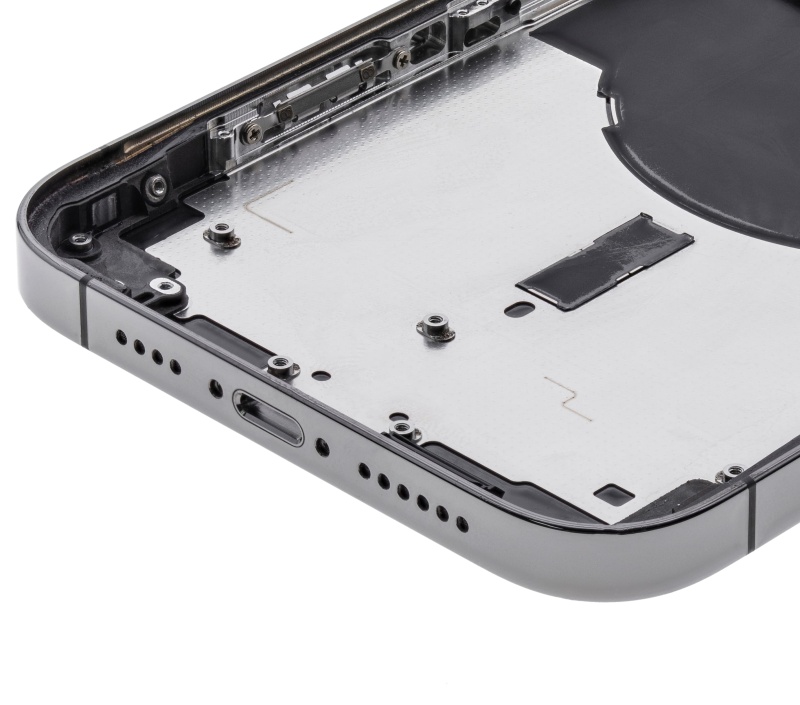 Back Housing W/ Small Components Pre-Installed Compatible For iPhone 12 Pro Max (US Version) (Used OEM Pull: Grade C) (Graphite)