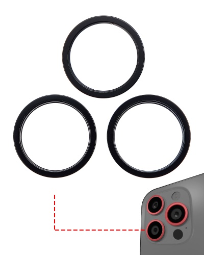 Back Camera Bezel Ring Only Compatible For iPhone 14 Pro / 14 Pro Max (Space Black) (3 Piece Set)