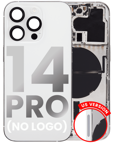 Back Housing W/ Small Pre-Installed Compatible For iPhone 14 Pro (U.S Version) (No Logo) (Aftermarket Plus) (Silver)