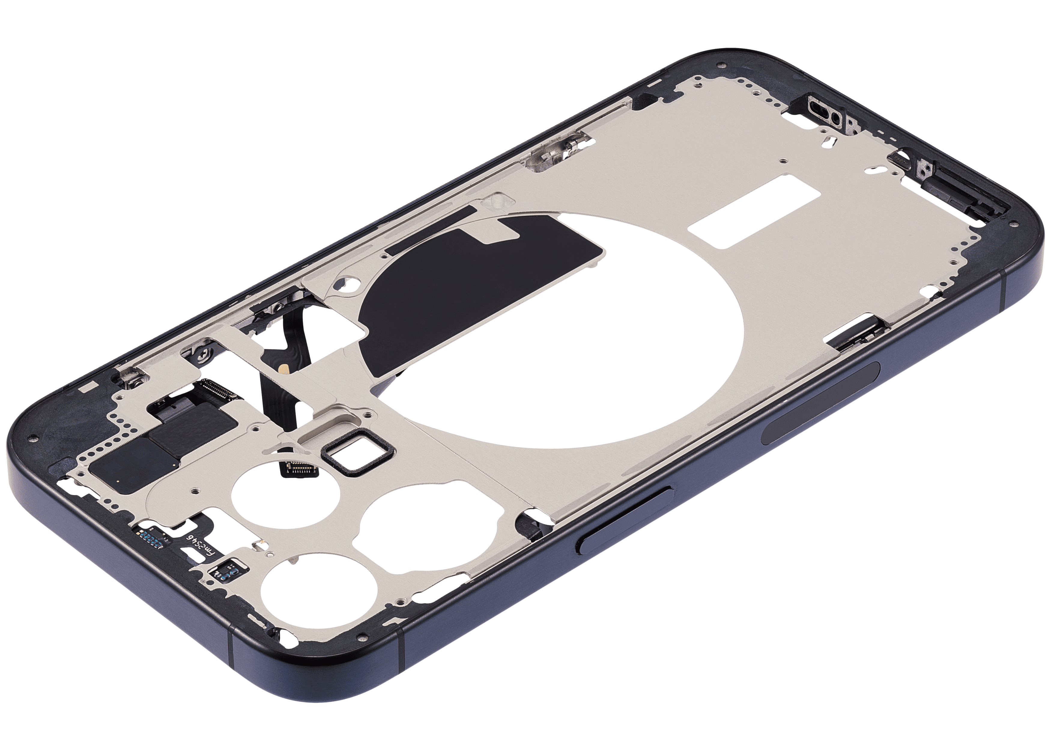 Mid-Frame Housing With Power And Volume Button Compatible For iPhone 15 Pro (US Version) (Used OEM Pull: Grade A) (Blue Titanium)