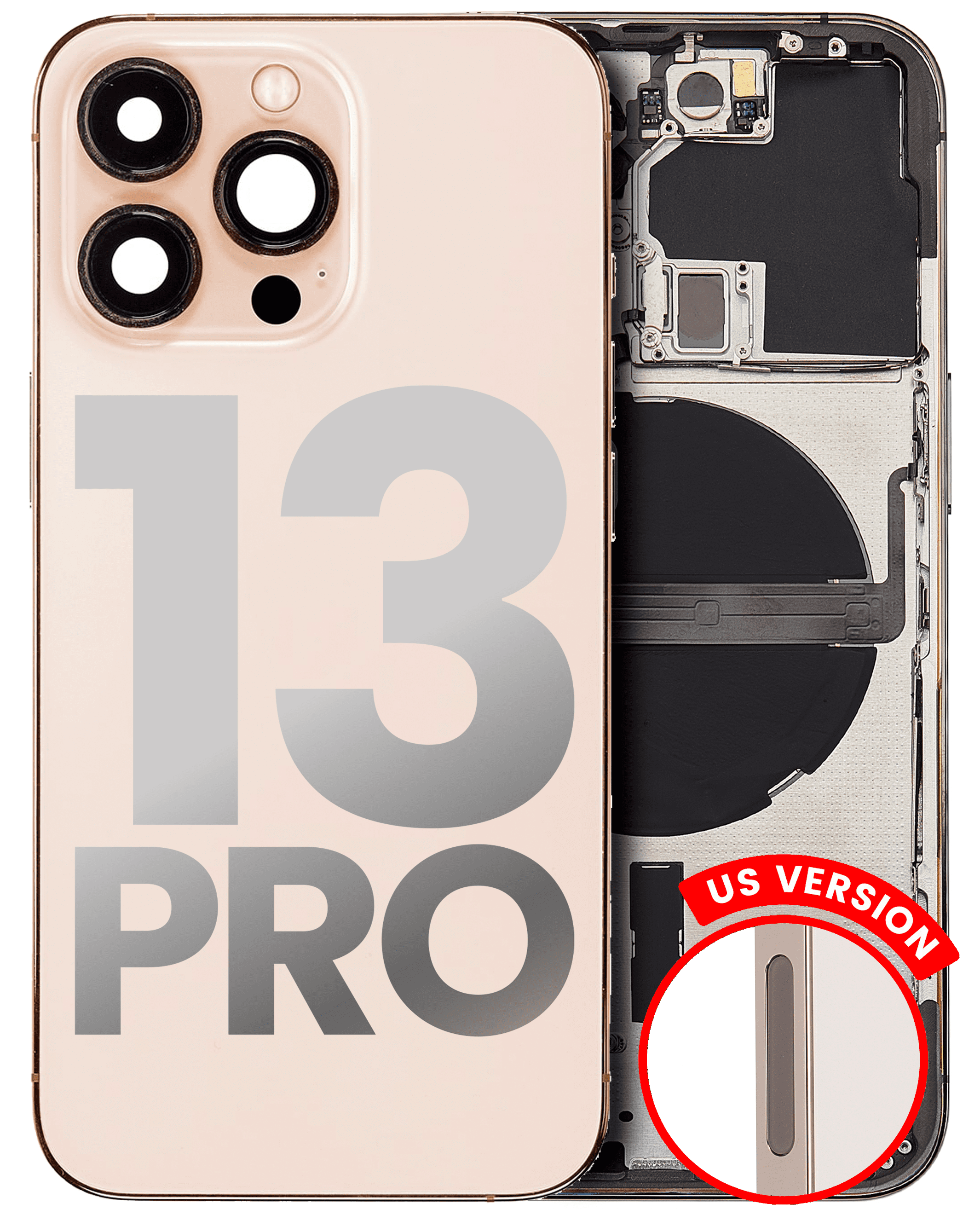 Back Housing W/ Small Components Pre-Installed Compatible For iPhone 13 Pro (US Version) (Used OEM Pull: Grade B) (Gold)