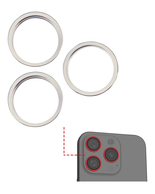 Back Camera Bezel Ring Only Compatible For iPhone 15 Pro (White Titanium) (3 Piece Set)