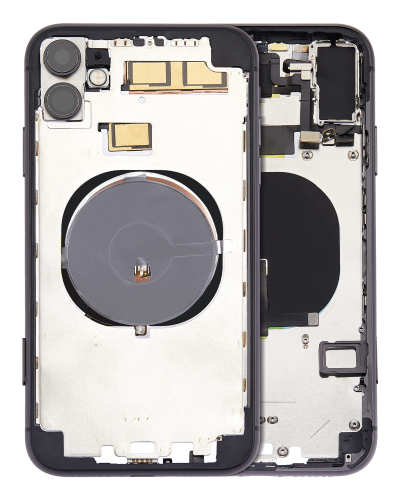 Back Housing W/ Small Components Pre-Installed (Without Back Cover) Compatible For iPhone 11 (Black)