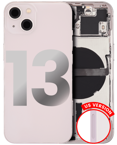 Back Housing W/ Small Components Pre-Installed Compatible For iPhone 13 (US Version) (Used OEM Pull: Grade C) (Pink)