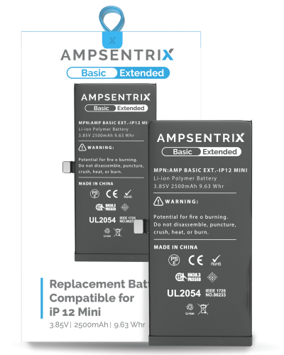 Extended Capacity Replacement Battery Compatible For iPhone 12 Mini (AmpSentrix Basic Extended)