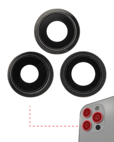 Back Camera Lens With Bracket &amp; Bezel Compatible For iPhone 12 Pro (Aftermarket Plus) (Graphite)