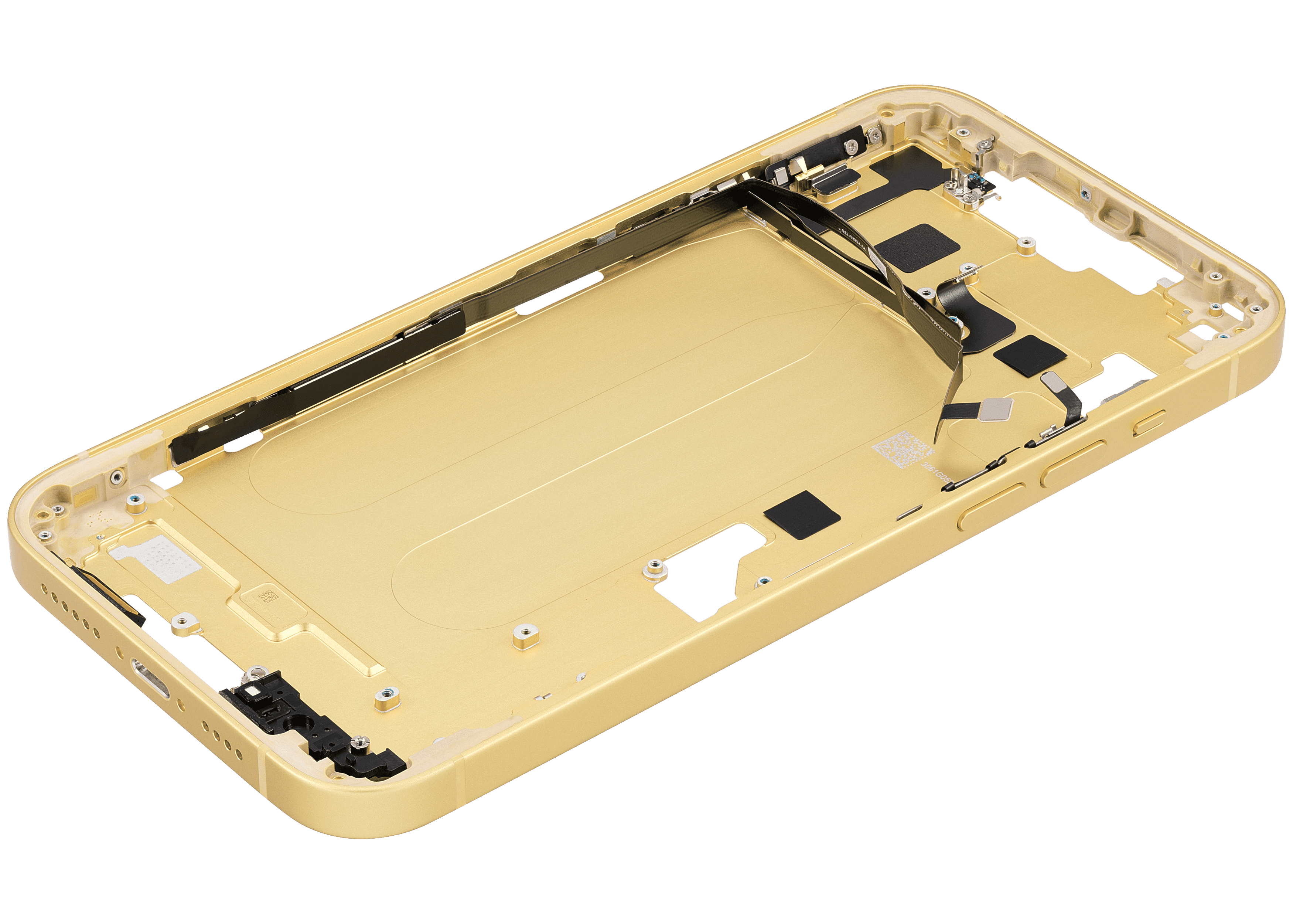Mid-Frame Housing With Power And Volume Button Compatible For iPhone 14 Plus (US Version) (Used OEM Pull: Grade A) (Yellow)