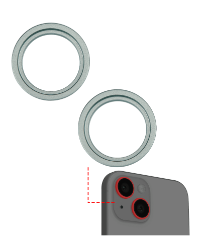 Back Camera Bezel Ring Only Compatible For iPhone 15 / 15 Plus (Green) (2 Piece Set)