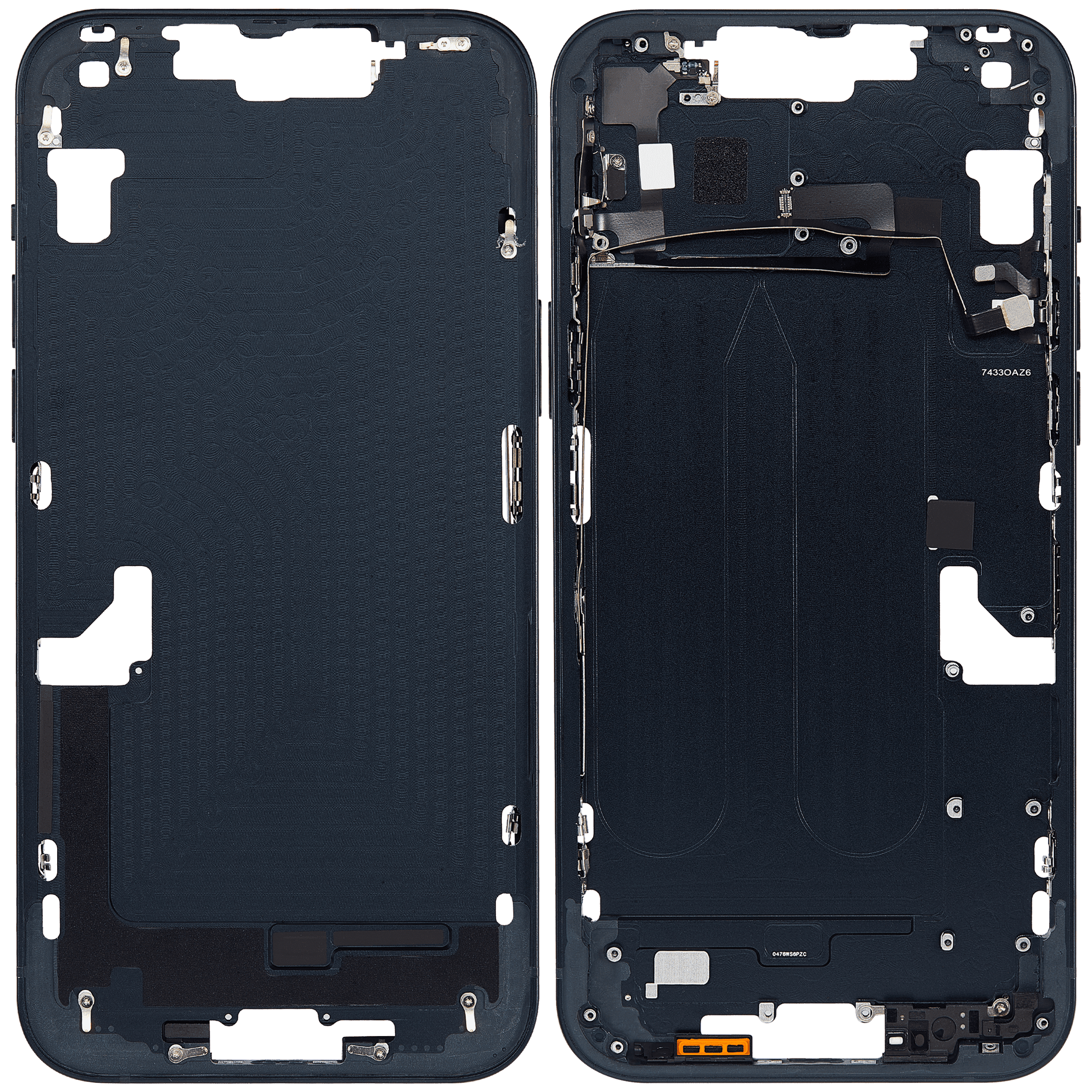 Mid-Frame Housing With Power And Volume Button Compatible For iPhone 14 Plus (US Version) (Aftermarket Plus) (Midnight)