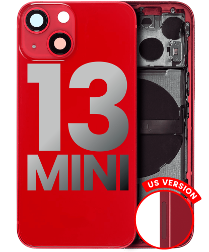 Back Housing W/ Small Components Pre-Installed Compatible For iPhone 13 Mini (US Version) (Used OEM Pull: Grade A) (Red)