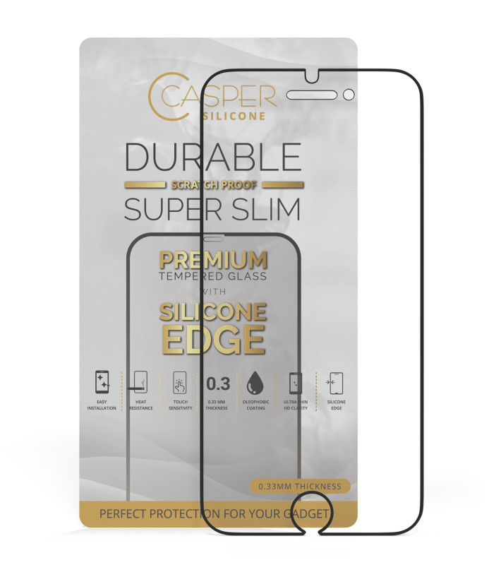 Casper Silicone Tempered Glass Compatible For iPhone 6 Plus / 6S Plus / 7 Plus / 8 Plus (Retail Pack) (Clear)