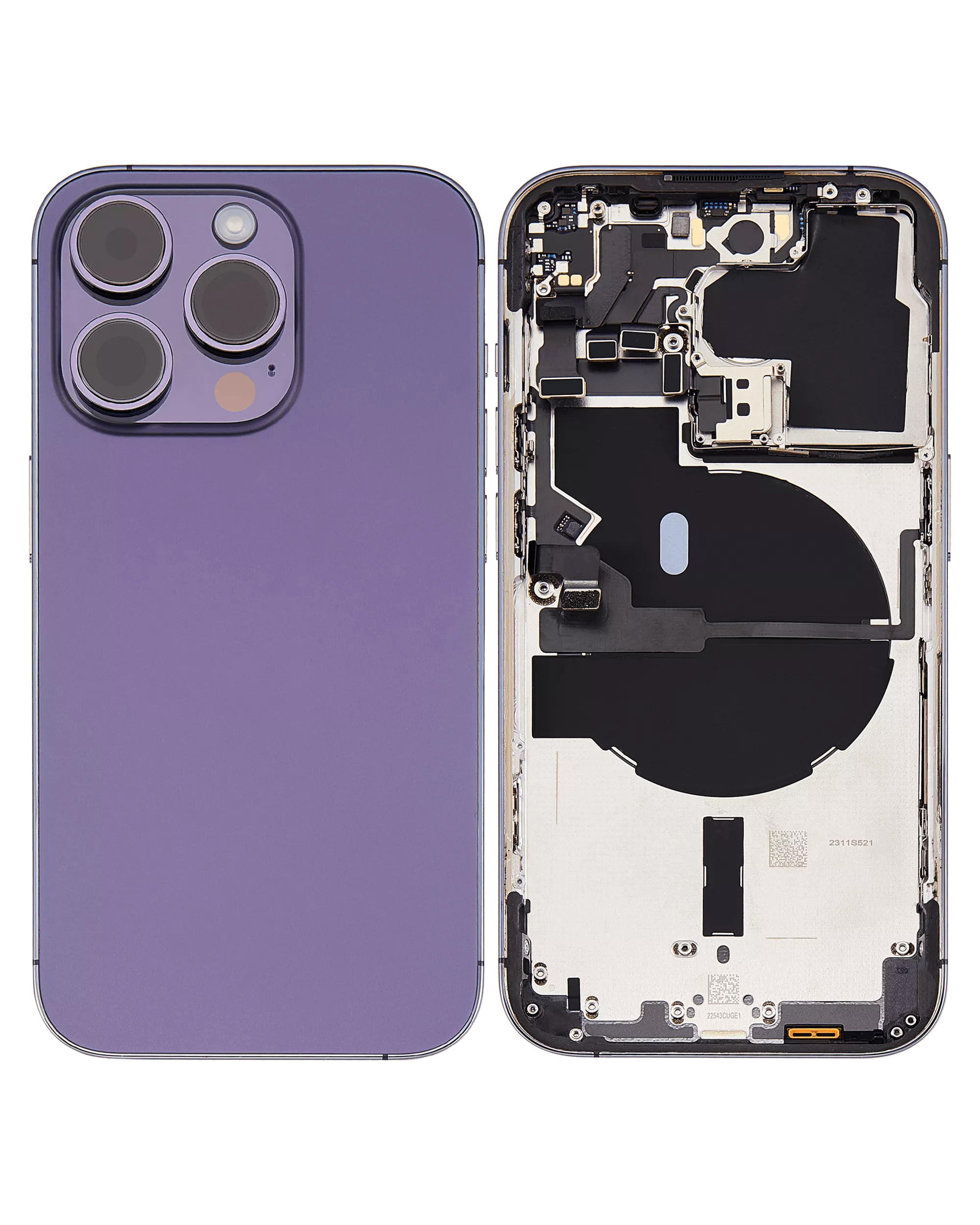 Back Housing W/ Small Pre-Installed Compatible For iPhone 14 Pro (U.S Version) (Used OEM Pull: Grade B) (Deep Purple)