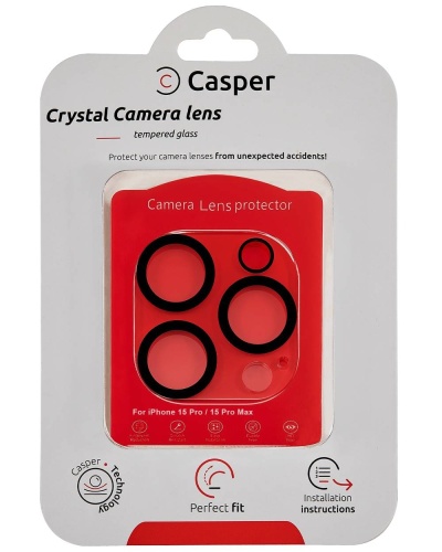 Casper Camera Lens Protector Compatible For iPhone 15 Pro / 15 Pro Max (Crystal Full Cover)