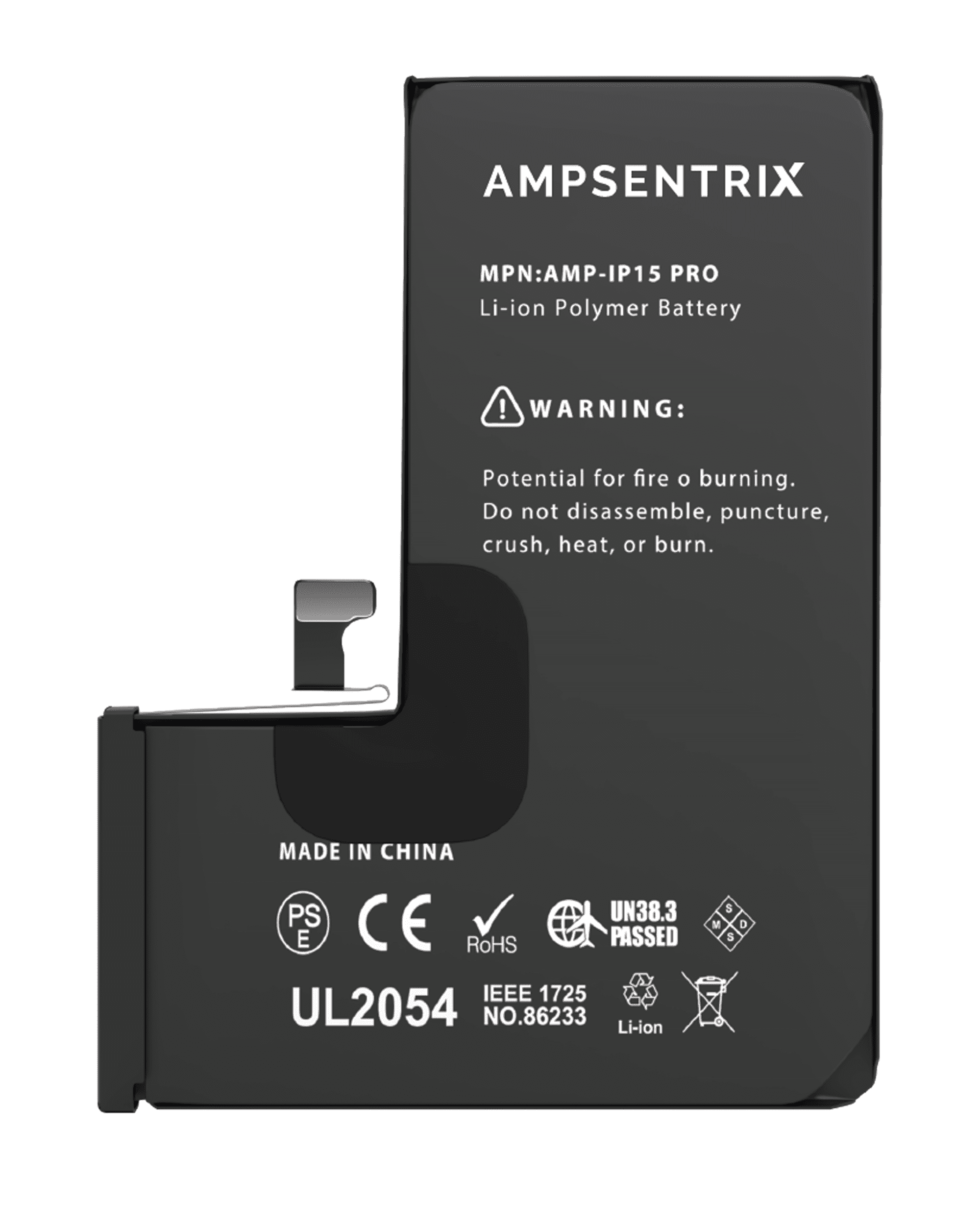 Replacement Battery Compatible For iPhone 15 Pro (AmpSentrix Pro)